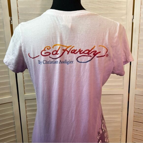 Ed Hardy Y2K Dragon & Skull Tattoo Graphic Tee Dress Small - Picture 6 of 13